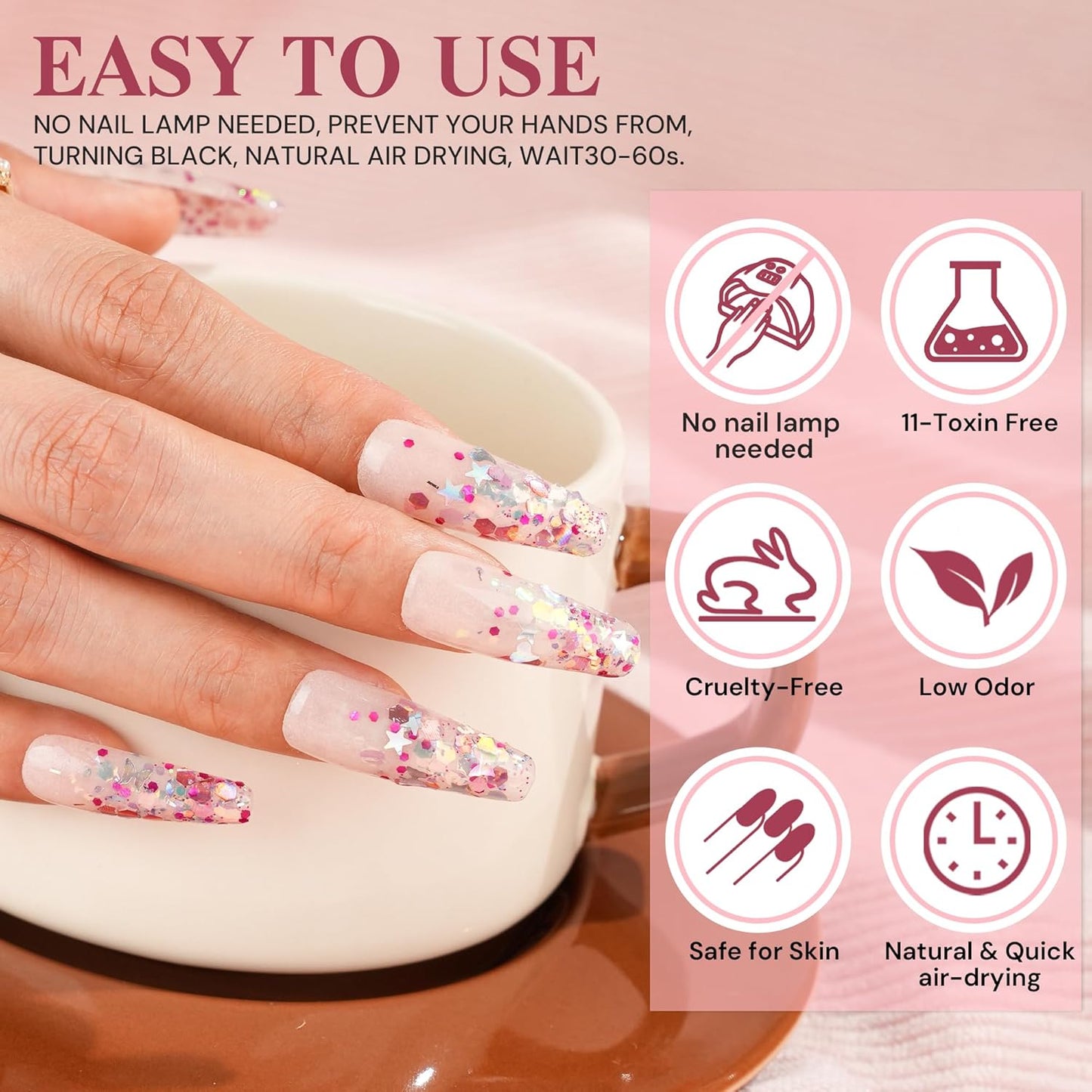 Dipping Powder Colors, Mermaid Tale Glitter Color Dip Powder - Nail Art Starter Manicure DIY No Needed Nail Lamp Curing Odor-Free Nail color for Professionals & At-Home - 1 oz