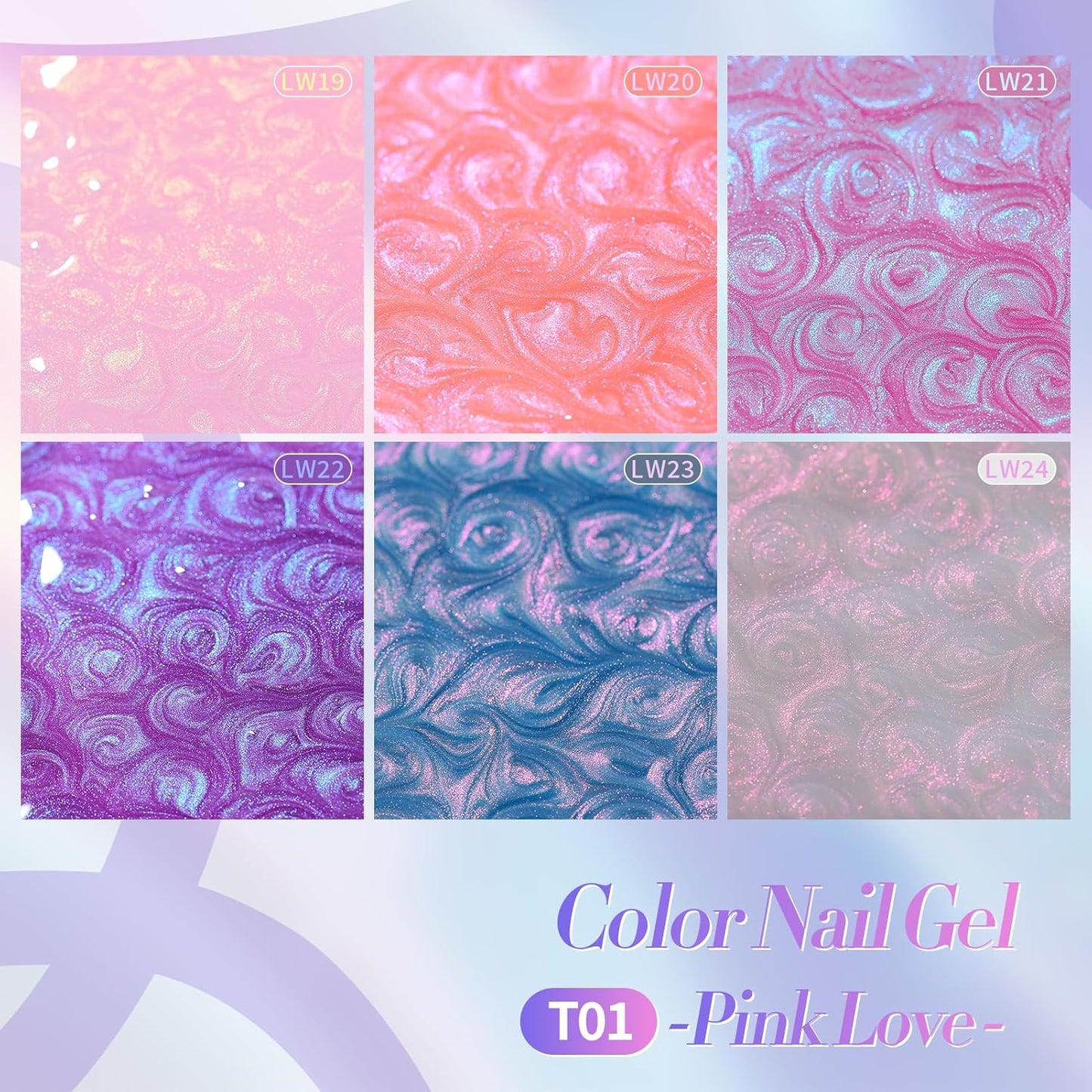 Born Pretty Pearl Gel Nail Polish, 6 Colors Pearl Pink White Purple Shimmer Mermaid Gel Polish Nail Drawing Glitter Polish Soak Off Led Swirl Shell Thread Effect DIY Manicure Gift for Women