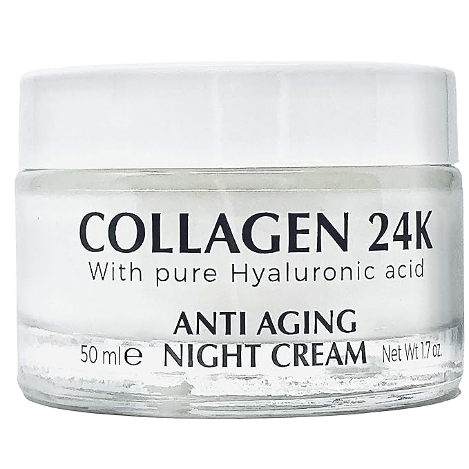 Delfanti-Milano • COLLAGEN 24K • Anti-Aging Night Cream • Face and Neck Moisturizer with pure Hyaluronic Acid • Made in Italy