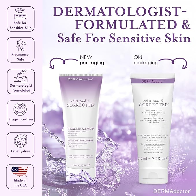 DERMAdoctor Tranquility Cleanser Dermatologist Formulated 2% Pyrithione Zinc for face body & Scalp - 7.10 oz