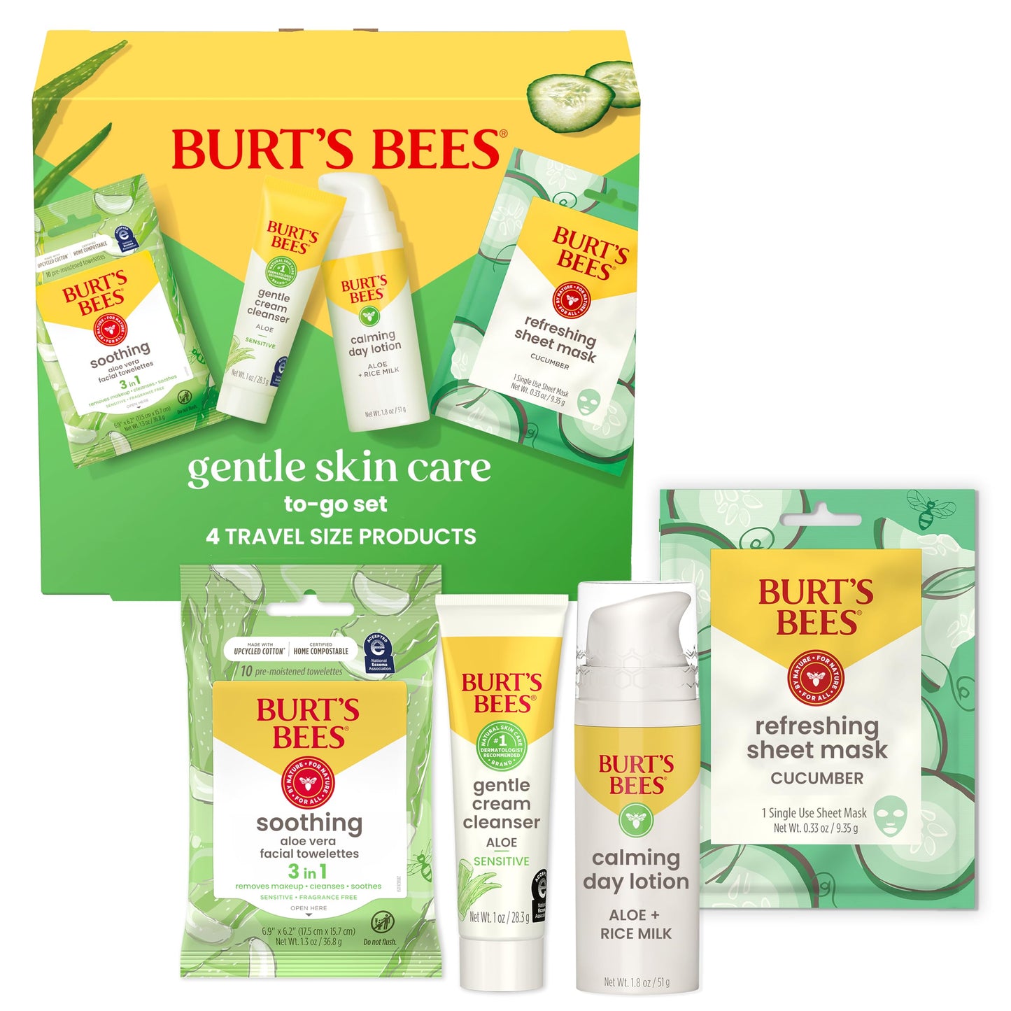 Burt's Bees Back To School Dorm Essentials, Calming Night Cream, With Aloe and Rice Milk, Face Moisturizer For Sensitive Skin, 98.8 Percent Natural Origin, 1.8 oz. Tub