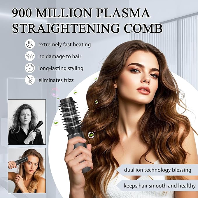 Cordless Hot Brush - Travel Portable Hair Straightener Brush, 4 Temperatures | Fast Heating, Anti-Scald, and Anti-Frizz, Cordless Straightener Tool for Travel, Date, Work - Classic Black