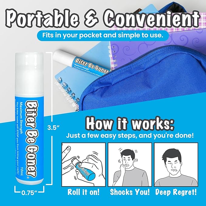 Nail Deterrent, Treatment for Kids and Adults, Non-Glossy Invisible Coating, Stop Nail Biting and Thumb Sucking Today, 0.3 Fl Oz