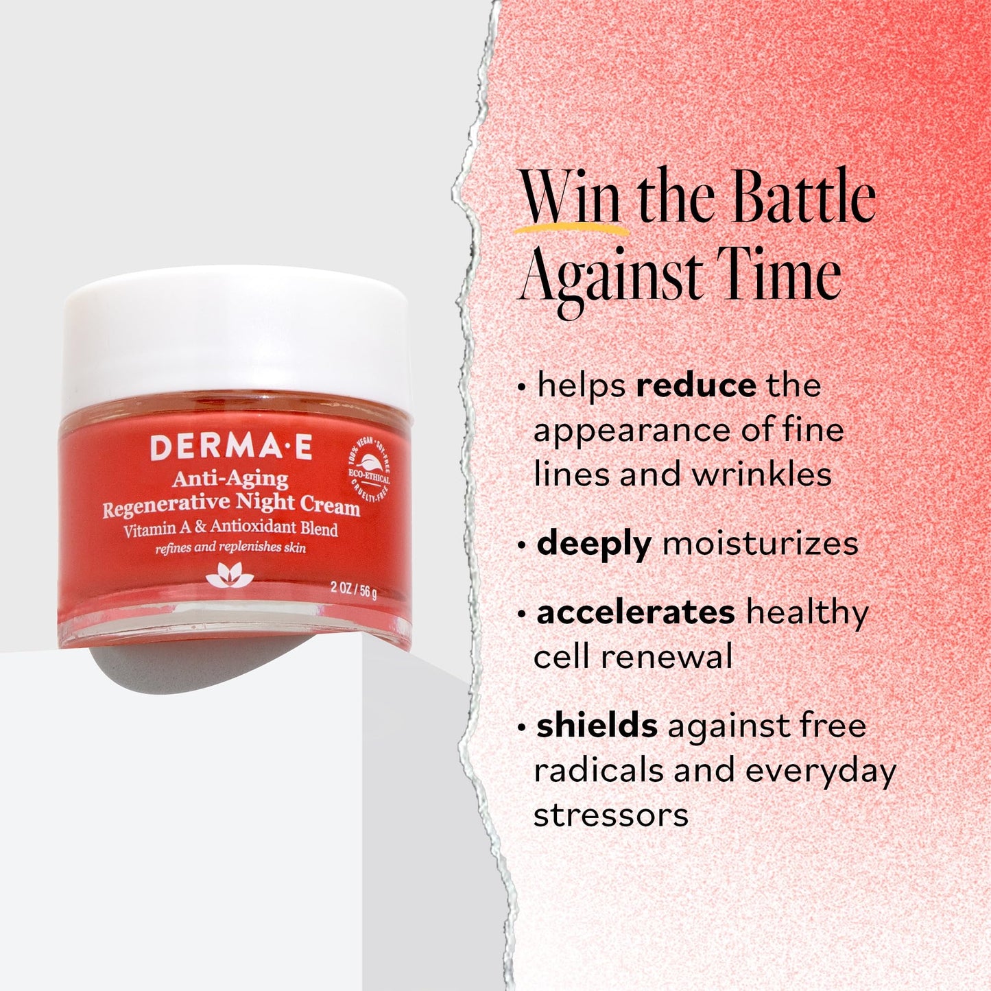 Derma E Anti-Aging Regenerative Night Cream – Firming Astaxanthin Moisturizer For Face – Lightweight Overnight Anti-Wrinkle Cream With Jojoba Oil And Vitamin E, 2 oz