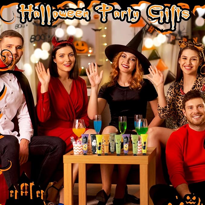12 Pack Halloween Hand Cream Gift Sets for Women Ghost Mini Hand Lotion Bulk Travel Size Moisturizing Cream Halloween Party Favors Gifts for Stocking Stuffers 6 Natural Plant Fragrances