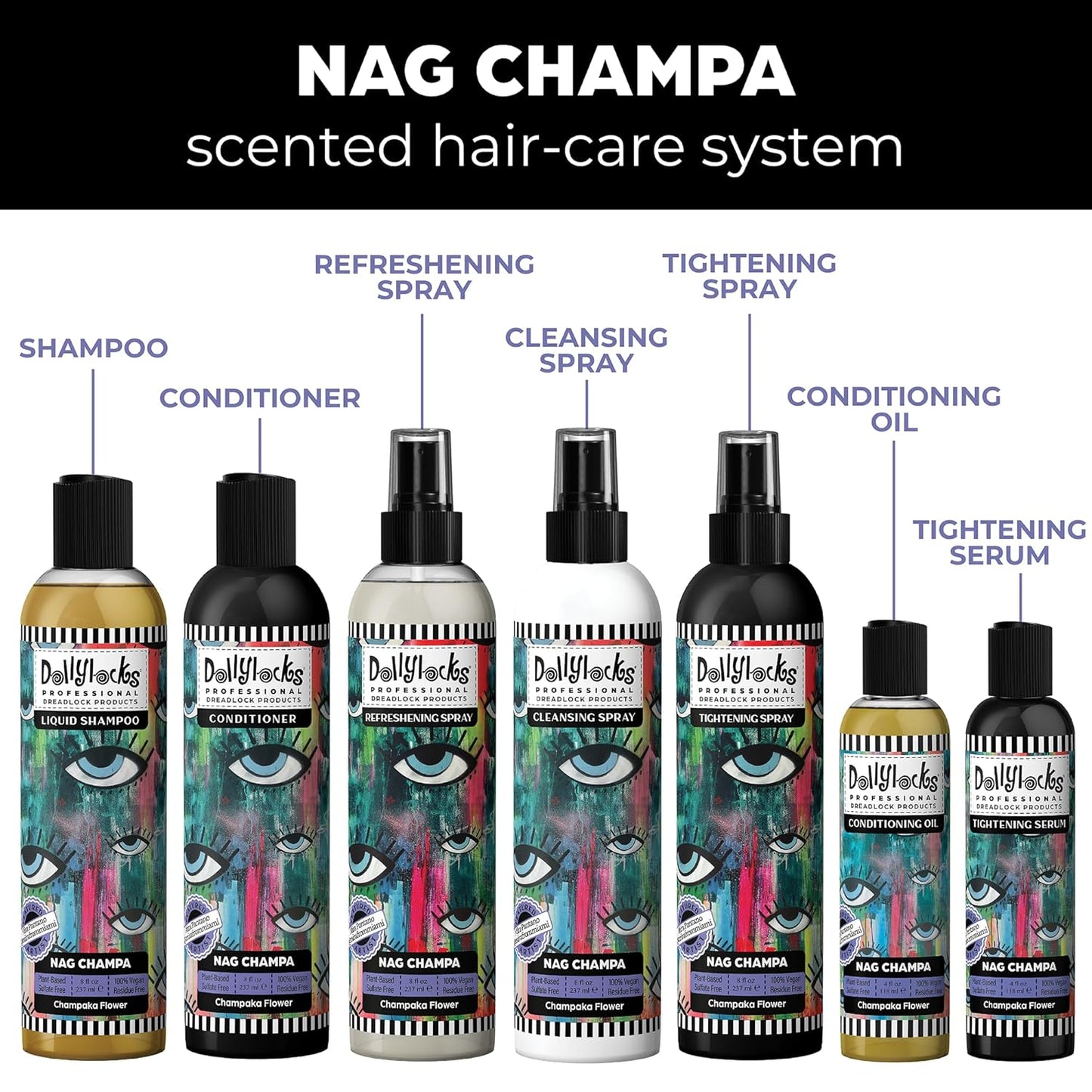 Dollylocks Refreshening Spray – Residue-Free Dreadlock Spray & Loc Moisturizer, Plant Based Deodorizer & Conditioner for Dreads, Vegan & pH-Balanced (Nag Champa Scent, 8oz)