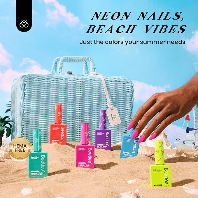 Beetles Halloween Gel Nail Polish Set with Mini LED Nail Lamp Purple Red Green Yellow Gel Polish with Base Top Coat Nail Art Brushes Salon DIY Gift Basket for Women