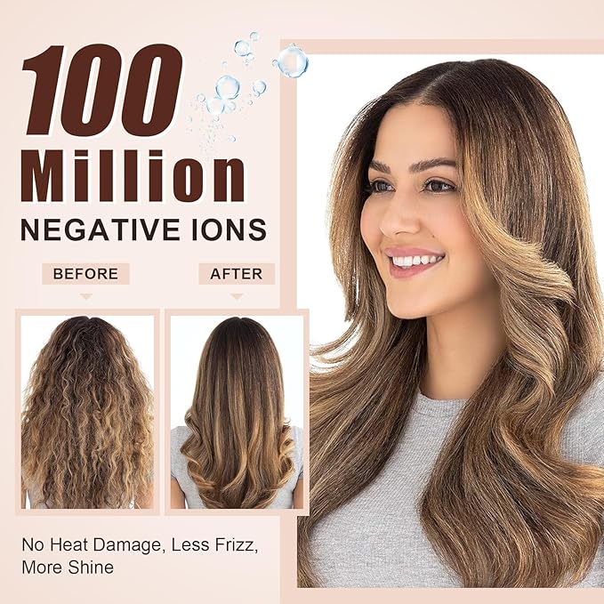 1200W Big Size Professional Hair Dryer Brush Blow Dryer Brush in One, 110v-220v Hot Air Straightener Brush for Smooth Frizz-Free Blowout, Fast Dry & Style