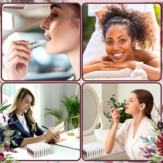 50 Pcs Wedding Bridal Shower Gifts Party Favors Bulk Floral Lip Balm Baby Shower Thank You Appreciation Gifts for Women Tea Bachelorette Party(Wedding Flower)