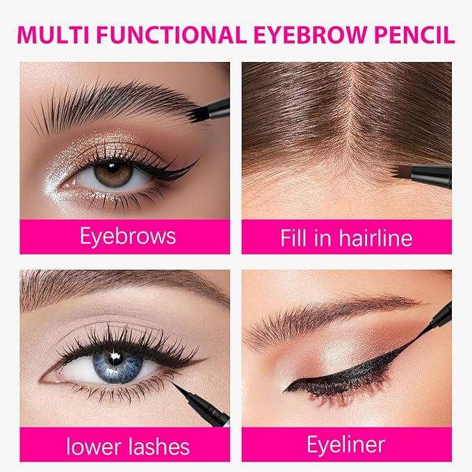 2-in-1 Eye Brow Pencils for Women,Waterproof Eyebrow Pen with 4 Tip Microblading Eyebrow Pencil and 0.01mm Ultra-Precise Eyeliner,Create Natural Hair-Like Brows,Lasting (02 Brown)