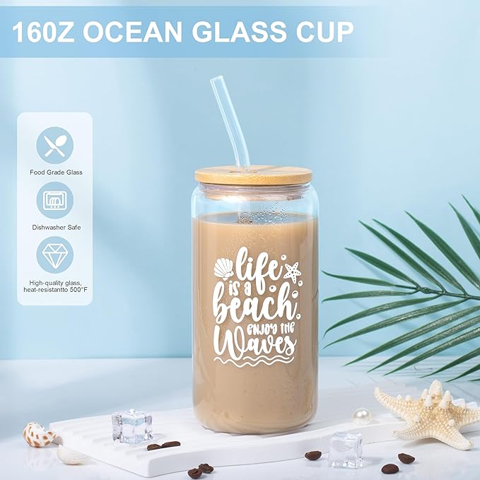 Birthday Gifts for Women, Ocean-Themed Gift Set for Women, Inspirational Thank You Gift Box, Christmas Gifts Beach Spa Self Care Basket for Her Teen Girl Sister Friend Friendship Mom