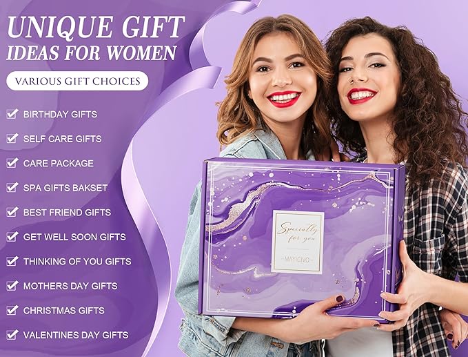 Birthday Gifts for Women Self Care Gifts Get Well Soon Gifts, Lavender Relaxing Spa Gifts Basket Care Package w/ Luxury Flannel Blanket, Unique Christmas Gifts Idea for Mom Her Friend Sister Wife