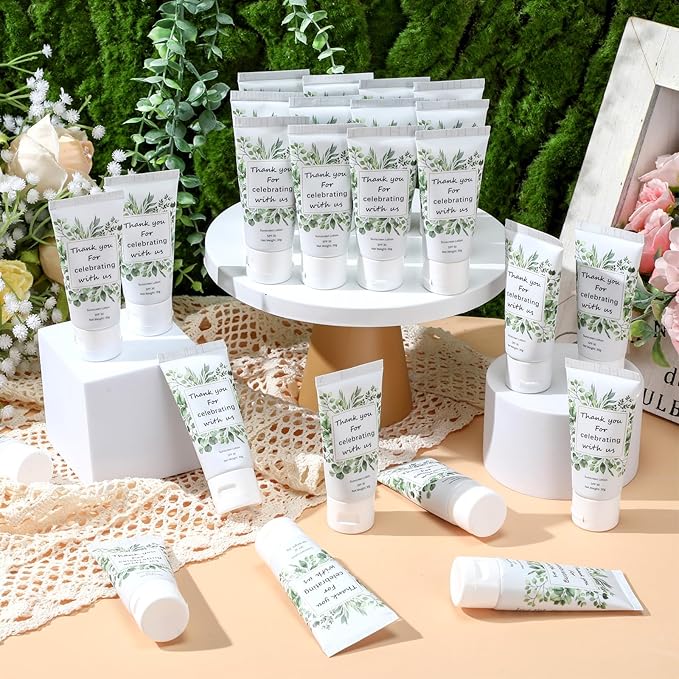 24 Pcs Mini Sunscreen Bulk for Summer Wedding Party Spf 30 Water Resistant Sunscreen Lotion Bulk 1oz Travel Size for Thank You Gifts Wedding Party Supplies(White Cream,Eucalyptus)
