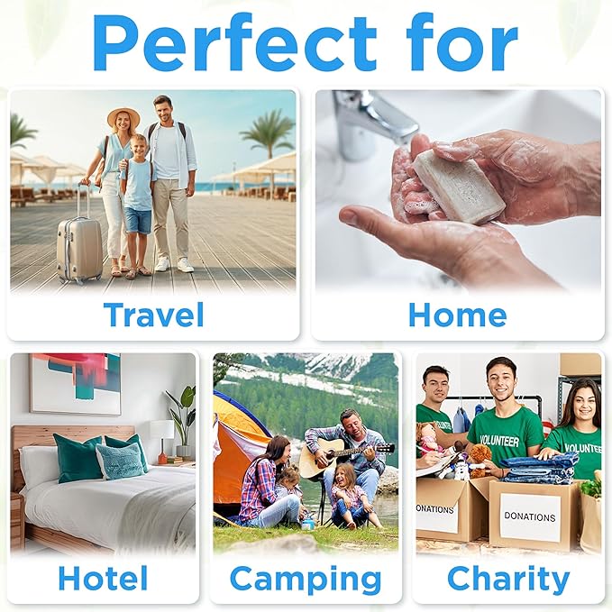 BERGMAN KELLY - Hotel Soap Bars - White Tea, 0.5 oz, 200 PK - Travel Size Luxury Bulk Amenities Bar Soap - Mini Individually Wrapped Rectangular Soap, Small Toiletries for Airbnb, Motel, Guest Bath