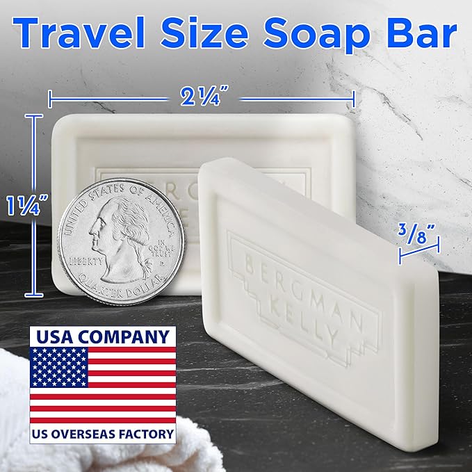 BERGMAN KELLY - Hotel Soap Bars - White Tea, 0.5 oz, 100 PK - Travel Size Luxury Bulk Amenities Bar Soap - Mini Individually Wrapped Rectangular Soap, Small Toiletries for Airbnb, Motel, Guest Bath