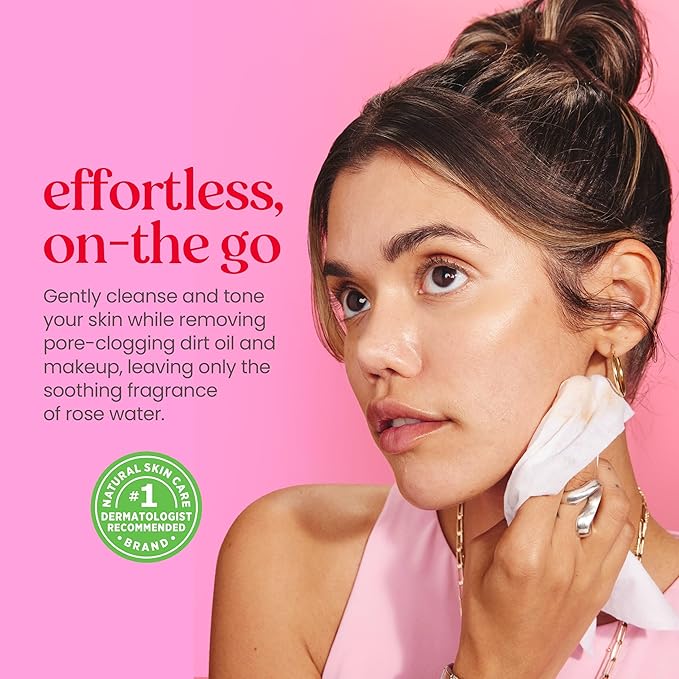 Burt's Bees Back To School Dorm Essentials, Rose Water Face Wipes, for All Skin Types, Hydrating Micellar Makeup Remover & Facial Cleansing Towelettes, 30 Ct (3-Pack)