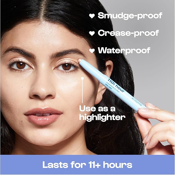 ALLEYOOP 11th Hour Waterproof Cream Eyeshadow Stick – Long-Lasting Eye Shadow Pencil & Eyeliner, Cream to Powder Stick & Highlighter – Smudge-Proof Eyeshadow Shimmer, Baby Pearl Shimmer