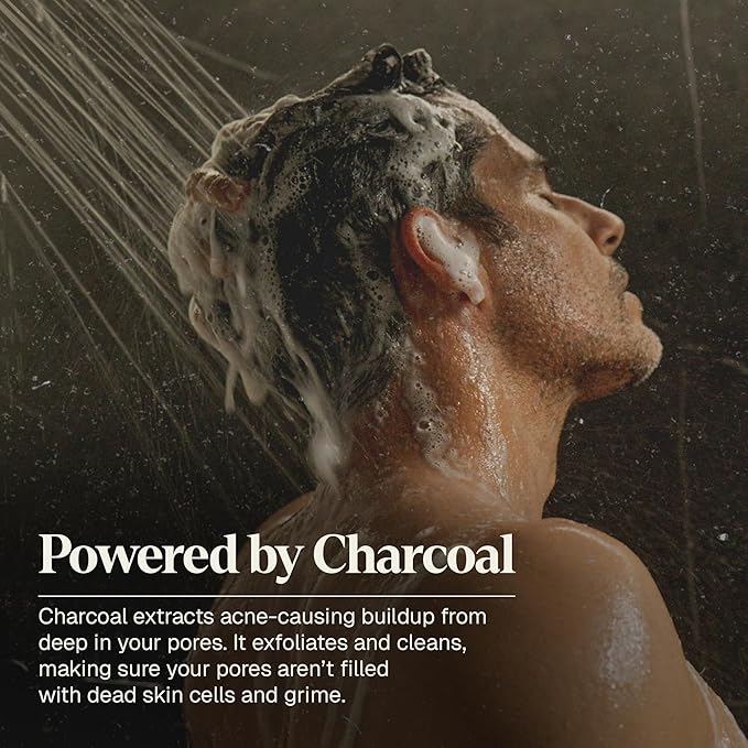 Black Wolf Mens Shampoo for Oily Hair, 12 Fl Oz - Charcoal-Infused Oil Control Shampoo with Moisturizing & Deep Cleansing Formula Hydrates & Nourishes Scalp - Daily Hair Care for Men