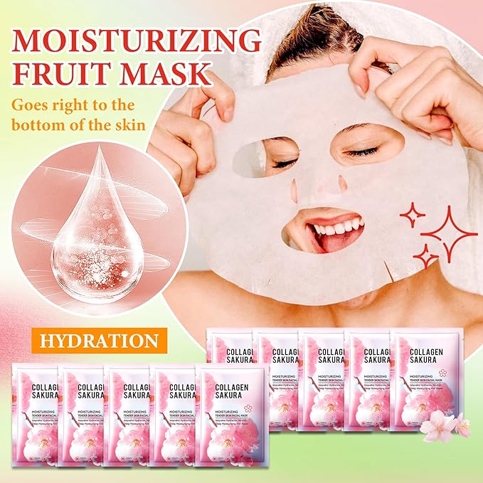 10 Pack Variety Facial Sheet Masks Skin Care Set, Hydrating Bulk Sheet Face Masks Skincare Gifts Set for Women Men, Long Lasting Moisturizing Face Mask Skincare for All Skin Type（14)