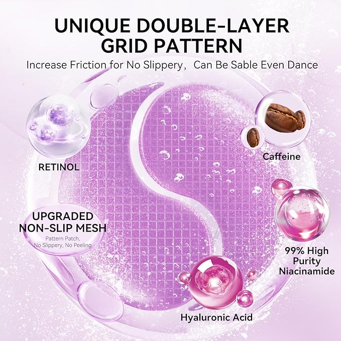 BREYLEE Retinol Eye Mask Under Eye Patches with Retinol, Collagen & Hyaluronic Acid, Reduce Puffy Eyes, Dark Circles, Wrinkles & Fine Lines, Anti-Aging Smoothing Skin Care for Women & Men - 60 Pcs