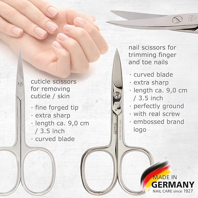 3 Swords Germany - brand quality 8 piece manicure pedicure grooming kit set synthetic leather case chequered - Made in Germany