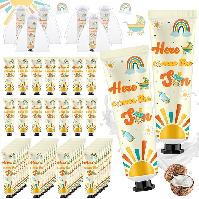 48 Sets Here Comes The Son Hand Cream Gifts Bulk Baby Shower Hand Cream Travel Size Lotion Bulk Fall Thanksgiving Party Supplies Favors Birthday Wedding for Guest