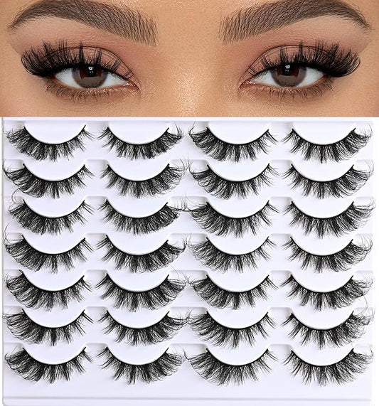 Cat Eye Lashes Natural Fox Eyelash Wispy Russian Strip Eyelashes D Curl Fake Fairy Lash Strips Fluffy Spiky Cateye Lashes Wispies False Eyelash Foxy Look