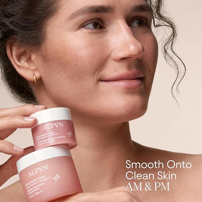 ALPYN Mini Barrier Repair Cream - Super Peptides & Ghostberry Moisturizer for Eczema I Deep Wrinkle Repair I Calm & Soothe Against Redness & Irritation - 0.5 oz / 15 ml