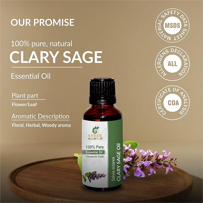 Clary Sage Oil -(Salvia Sclarea)- Essential Oil 100% Pure Natural Undiluted Uncut Therapeutic Grade Oil 16.90 Fl.OZ