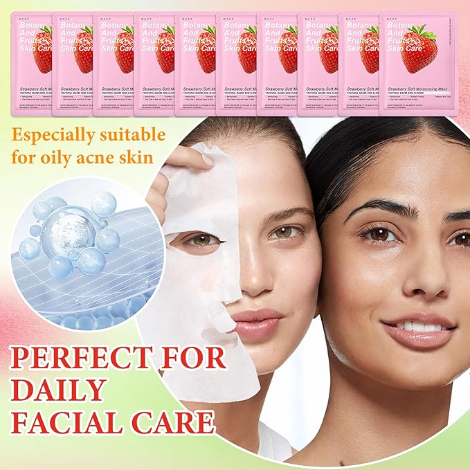 10 Pack Variety Facial Sheet Masks Skin Care Set, Hydrating Bulk Sheet Face Masks Skincare Gifts Set for Women Men, Long Lasting Moisturizing Face Mask Skincare for All Skin Type（B4)