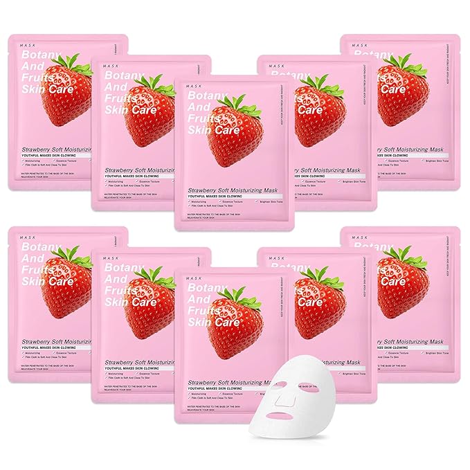 10 Pack Variety Facial Sheet Masks Skin Care Set, Hydrating Bulk Sheet Face Masks Skincare Gifts Set for Women Men, Long Lasting Moisturizing Face Mask Skincare for All Skin Type（B4)