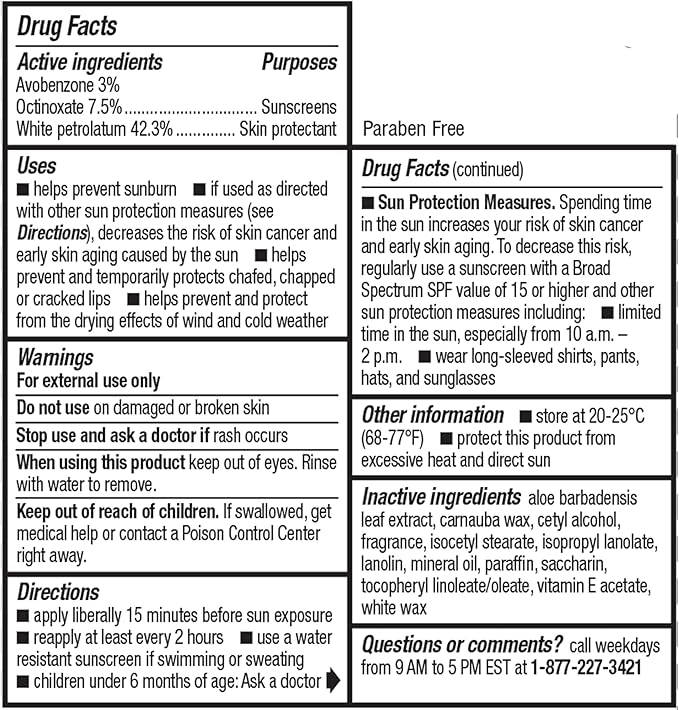 ChapStick Moisturizer Original Lip Balm Tube, SPF 15 and Skin Protectant - 0.15 Oz (Pack of 3)