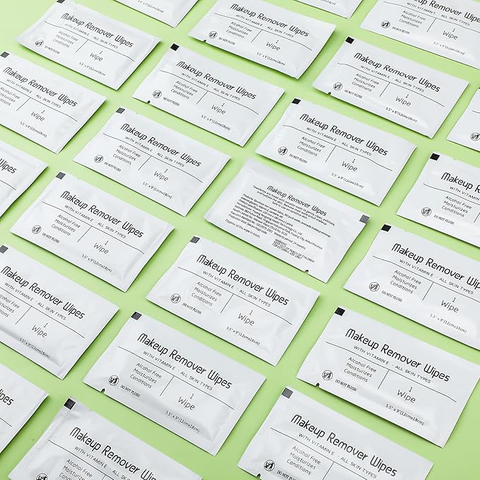 150 Pcs Makeup Remover Wipes Bulk Waterproof Makeup Wipes Individually Wrapped Face Wipes for Women Gentle Facial Cleansing Towelettes for Travel Hotel Skin Mascara Lipstick Oil Dirt (White)