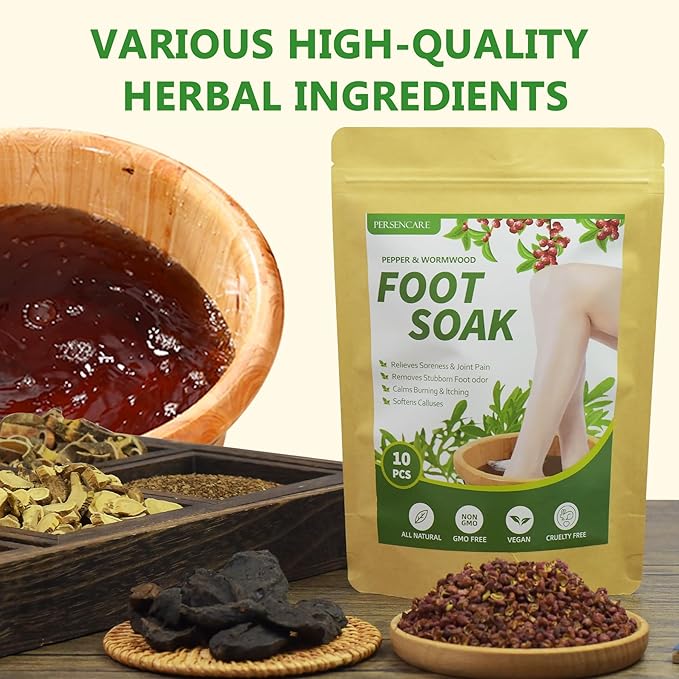 Chinese Herbal Mugwort Herb Foot Soak, Chicken Blood Vine Wormwood Athletes Footbath Relax Bath Spa massager, Sweating Feet Wash At Home Pedicure Kit, Feet Odor smelly Eliminator For Men/Women Footspa