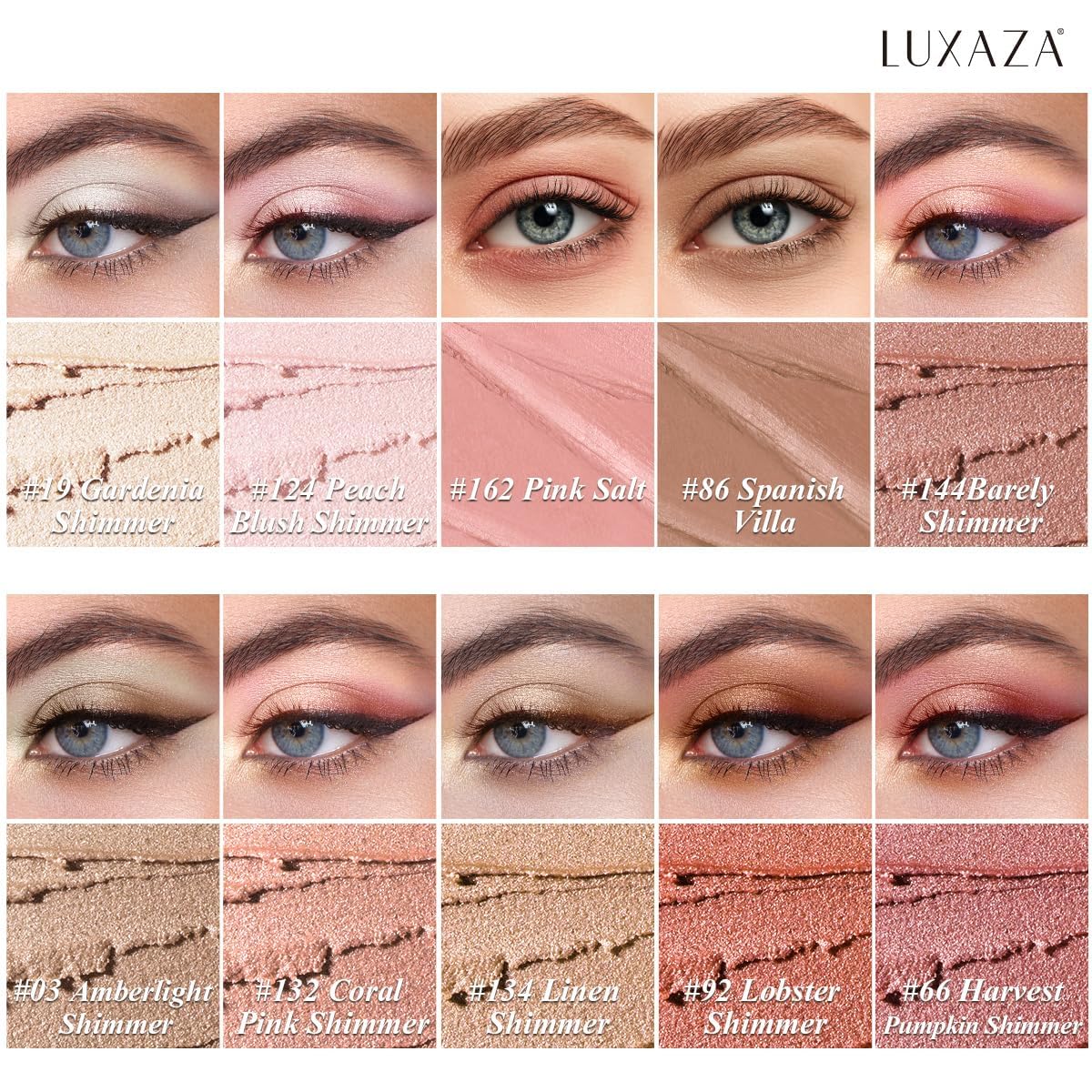 10PCS Eyeshadow Stick,Shimmer And Matte Brown Metallic Cream Eyeshadow Pencil Crayon with Smudge-proof & Waterproof, Eye Brightener Stick, Ideal Gift for Women - C2 Stellar Pink Quartz