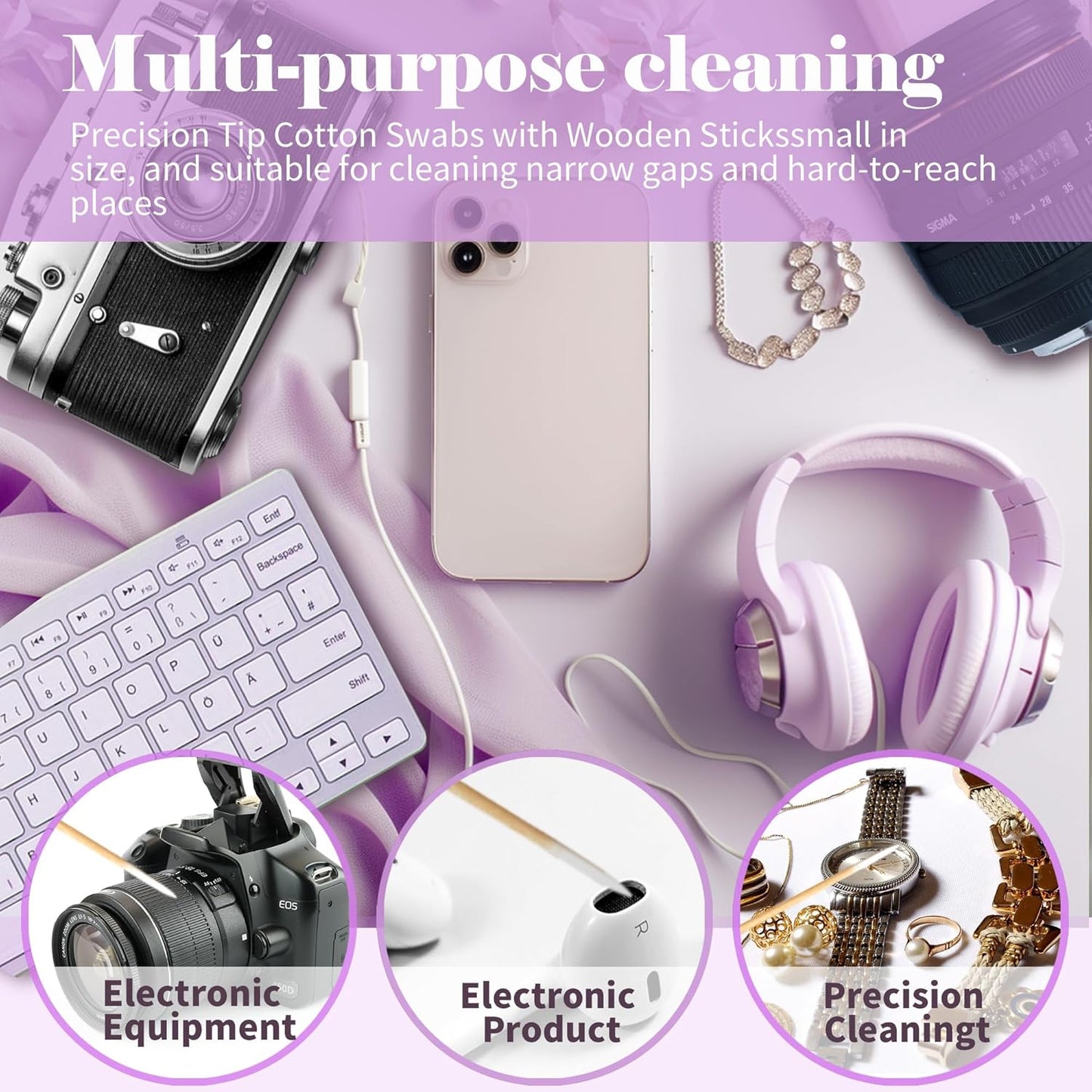 1000PCS Pointed Cotton Swabs - Precision Tip Cotton Swabs - 4 Inch Microblading Cotton Swabs - Microblading Cotton Buds for Eyebrow Eyelash Extensions, Makeup, Nails, Tattoo Permanent Supplies（PINK）