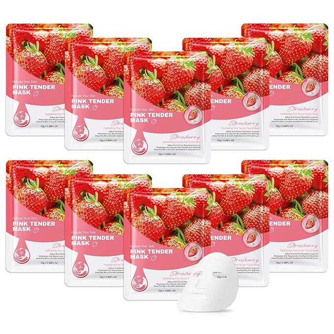 10 Pack Variety Facial Sheet Masks Skin Care Set, Hydrating Bulk Sheet Face Masks Skincare Gifts Set for Women Men, Long Lasting Moisturizing Face Mask Skincare for All Skin Type（C4)