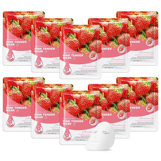 10 Pack Variety Facial Sheet Masks Skin Care Set, Hydrating Bulk Sheet Face Masks Skincare Gifts Set for Women Men, Long Lasting Moisturizing Face Mask Skincare for All Skin Type（C4)