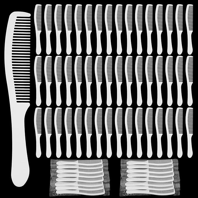 200Packs Individually Wrapped Bulk Combs, Disposable Combs in Bulk Plastic Mini Travel Combs with Long Handle for Homeless, Hotel, Shelter, Nursing Home, Charity (White, 6.3 x 0.94'')