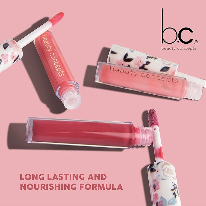 Beauty Concepts Lip Gloss Collection – Shimmering, Glossy Lip Makeup Set for a Radiant Finish, Floral Collection