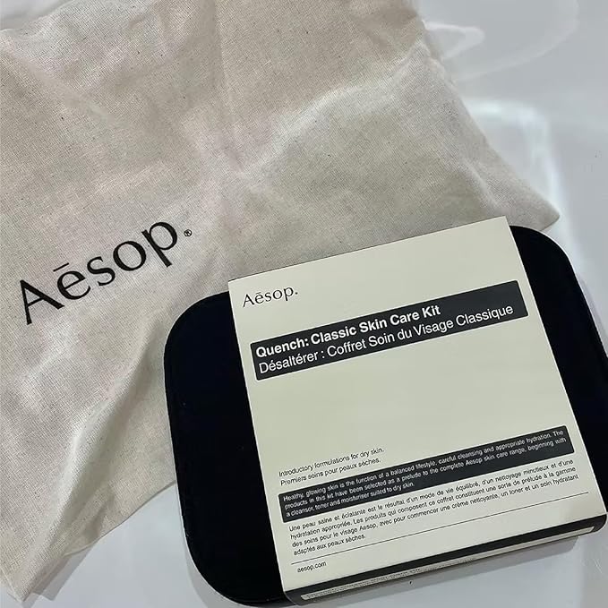 Aesop Quench Classic Skin Care Kit | 3 Step Routine formulated for Dry Skin | Travel Size Facial Cleanser 3.6 oz + Balancing Toner 3.4 oz + Hydrating Cream 2.1 oz