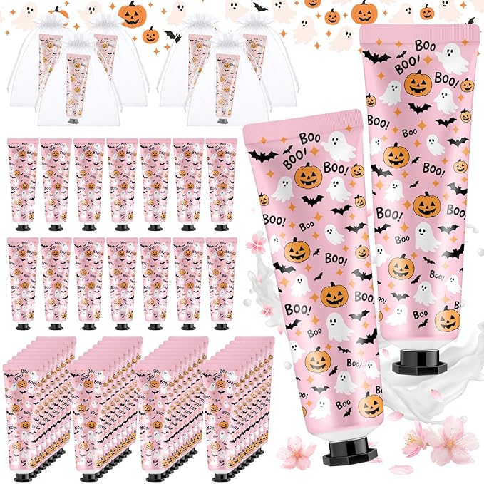 48 Sets Pink Halloween a Little Boo Is Almost Due Hand Cream Gifts Bulk Baby Shower Hand Cream Travel Size Lotion Bulk Fall Thanksgiving Party Supplies Favors Birthday Wedding for Guest