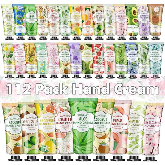 112 Pack Moisturizing Hand Cream Set, Bulk Hand Lotion Travel Size for Dry Cracked Hands, Mini Hand Cream for Mom Gifts, Teacher Gifts, Thank You Gifts, Birthday Gifts and Bridal Shower Gifts