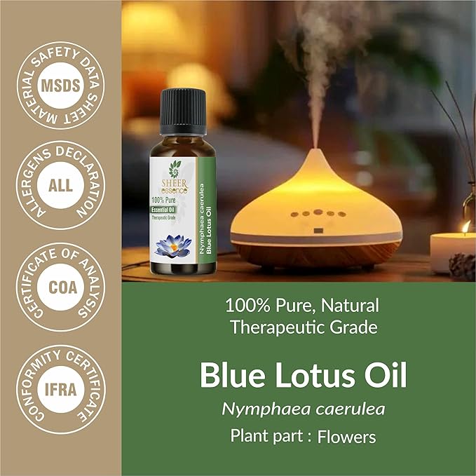 Blue Lotus Essential Oil, Therapeutic Grade, 100% Pure and Natural Premium Grade Oil, 5 ML to 1000 ML (100 ML)