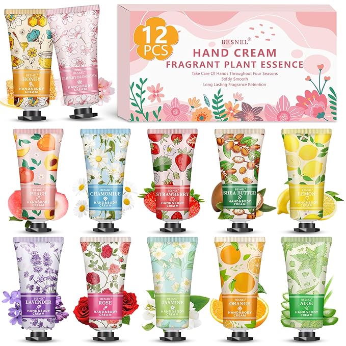12 Pack Hand Cream Gifts Set For Women, Mini Hand Lotion Travel Size in Bulk for Dry Cracked Hands, Graduation Gifts, End of Year Teacher Appreciation Gifts, Thanksgiving Gifts, Party Favors