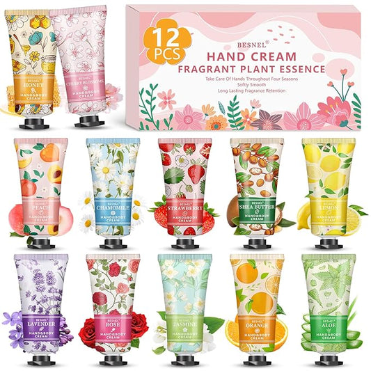 12 Pack Hand Cream Gifts Set For Women, Mini Hand Lotion Travel Size in Bulk for Dry Cracked Hands, Graduation Gifts, End of Year Teacher Appreciation Gifts, Thanksgiving Gifts, Party Favors