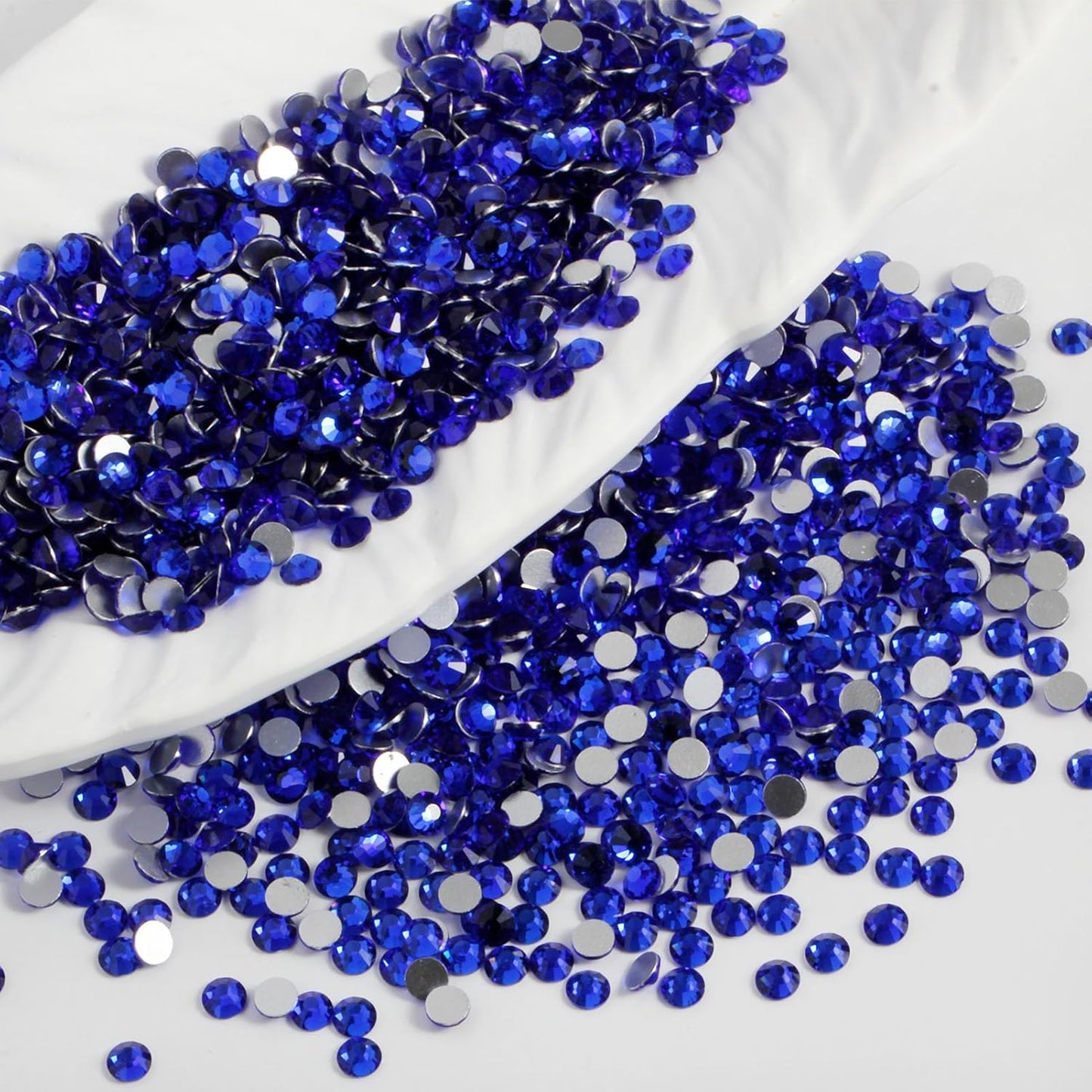 2000PCS SS12 Flatback Rhinestones | 12-Facet Diamond-Cut Glass Gems for Nail Art, Clothing, DIY Crafts |Glue-On Decoration Stones with Silver Backing(Sapphire)