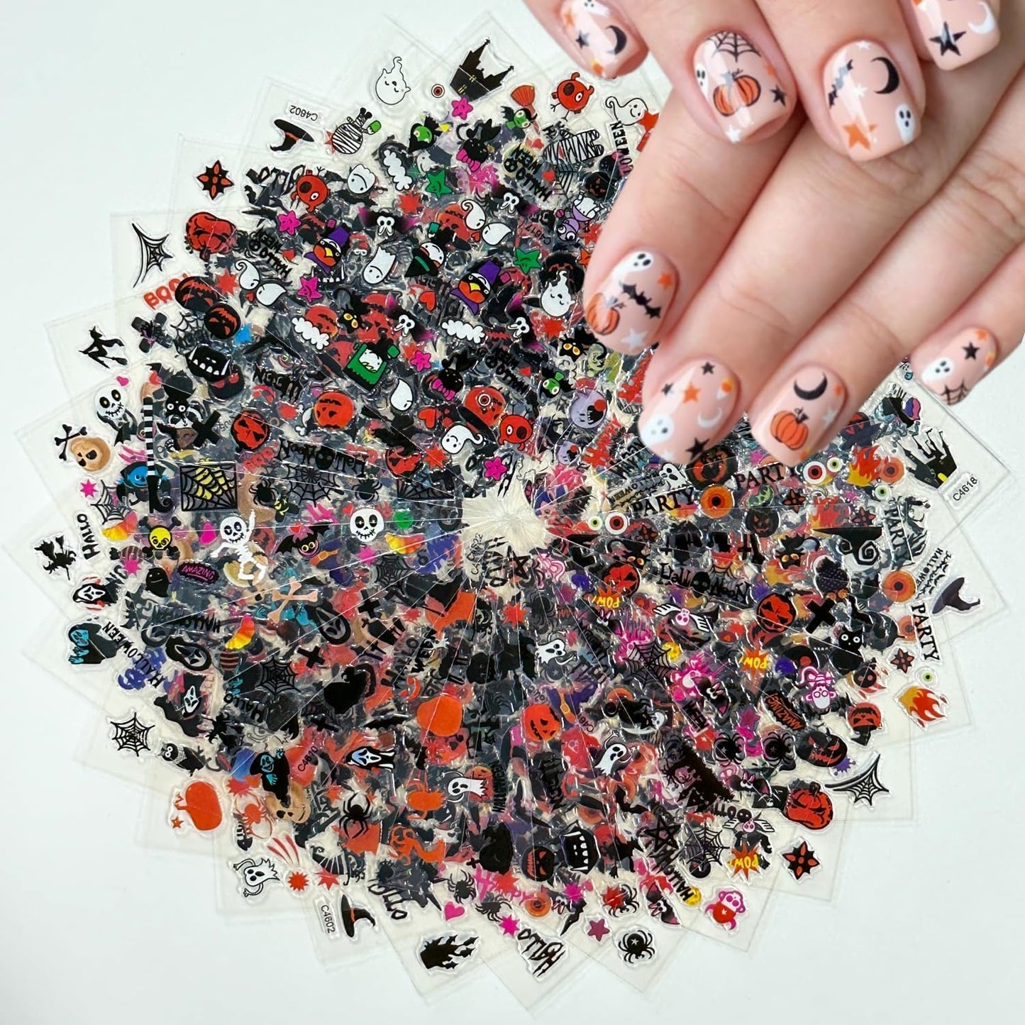 30 Sheets Halloween Nail Stickers 3D Self Adhesive Halloween Nail Decals Ghost Spider Nail Art Stickers Pumpkin Bat Nail Design Nail Art Supplies for Acrylic Nails Decorations for Women