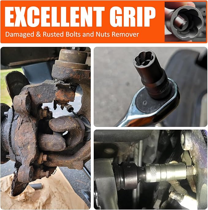 Bolt Extractor Kit, 32Pcs Impact Bolt & Nut Remover Set, Stripped Bolt Extractor Socket Set for Damaged, Frozen, Rusted, Rounded, Broken Bolts Nuts Screws Remove