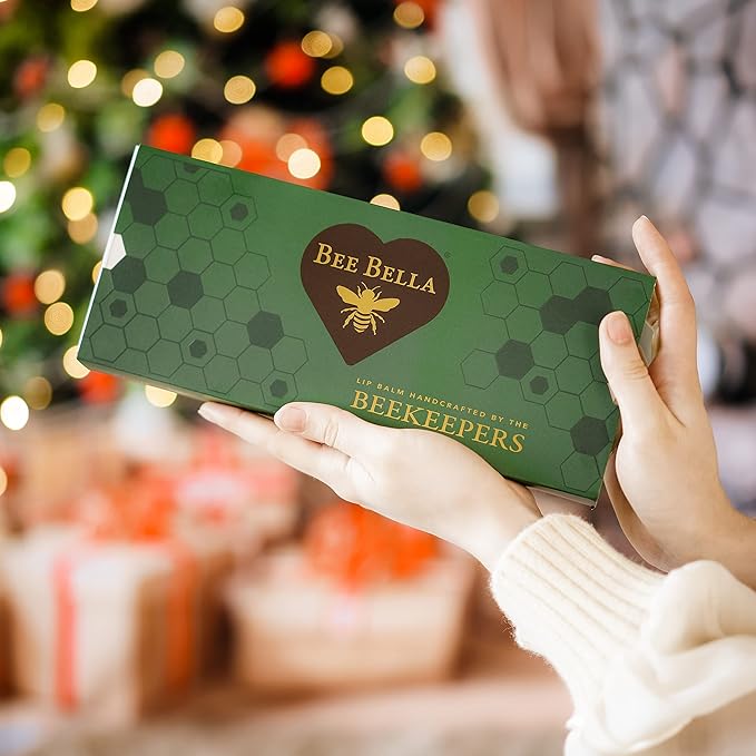 Bee Bella Lip Balm Variety 5 Pack Gift Set, Cherry, Pomegranate Mango, Vanilla Bean, Peppermint, & Lavender Vanilla, Easter Basket Gift, Organic Beeswax with Vitamin E, Handmade in USA